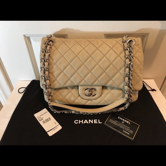 ❤️ AUTH! Chanel Easy Flap Caviar Light Beige Lrg. - Picture 5 of 8